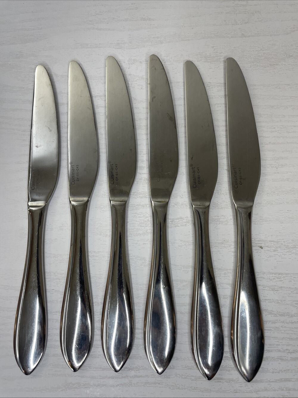 Lot of 6 Cuisinart Irais CF-01-C45 Stainless Dinner Knives Replacement Flatware